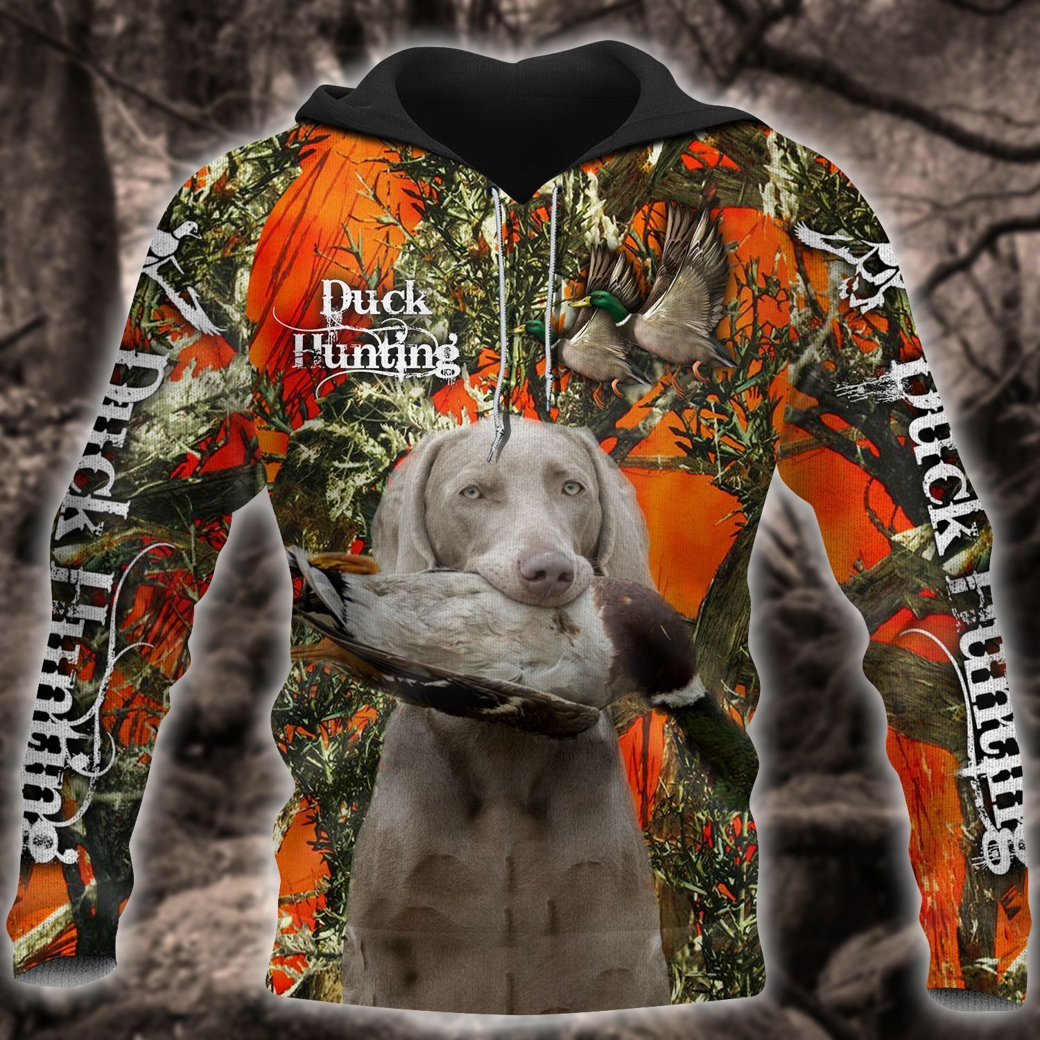 Duck Hunting Orange Camouflage Unique 3D Printed Sublimation Hoodie Hooded Sweatshirt Comfy Soft And Warm For Men Women S to 5XL CTC15011185