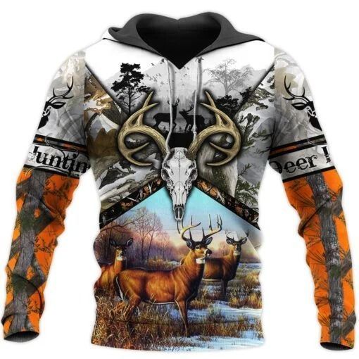 Deer Hunting Orange Camo Unique 3D Printed Sublimation Hoodie Hooded Sweatshirt Comfy Soft And Warm For Men Women S to 5XL CTC15011229