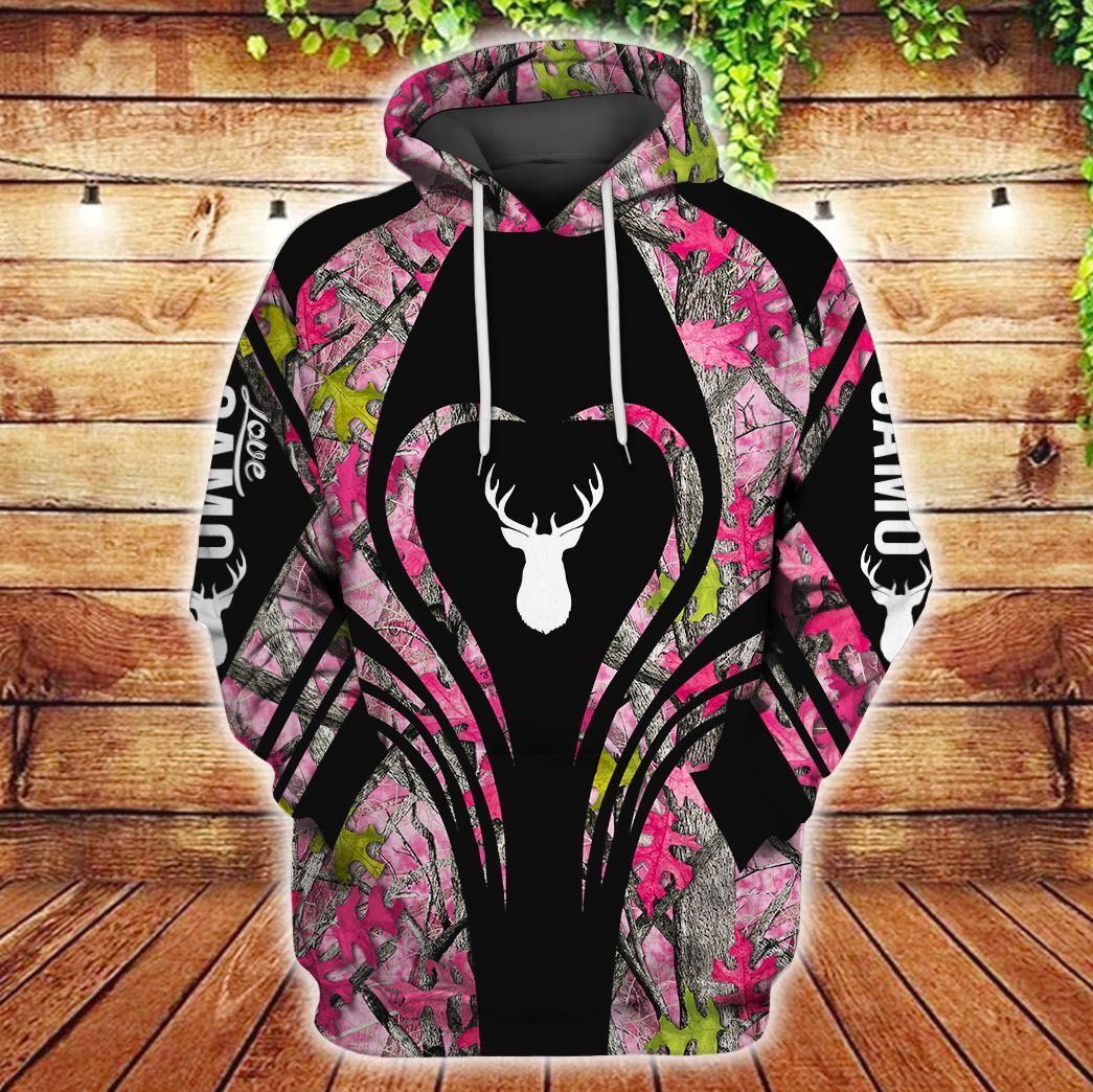 Deer Hunting Pink Camo Cool Design 3D Printed Sublimation Hoodie Hooded Sweatshirt Comfy Soft And Warm For Men Women S to 5XL CTC15011224