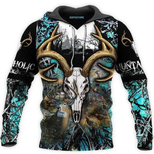 Deer Hunting Turquoise Camo Cool 3D Printed Sublimation Hoodie Hooded Sweatshirt Comfy Soft And Warm For Men Women S to 5XL CTC15011218