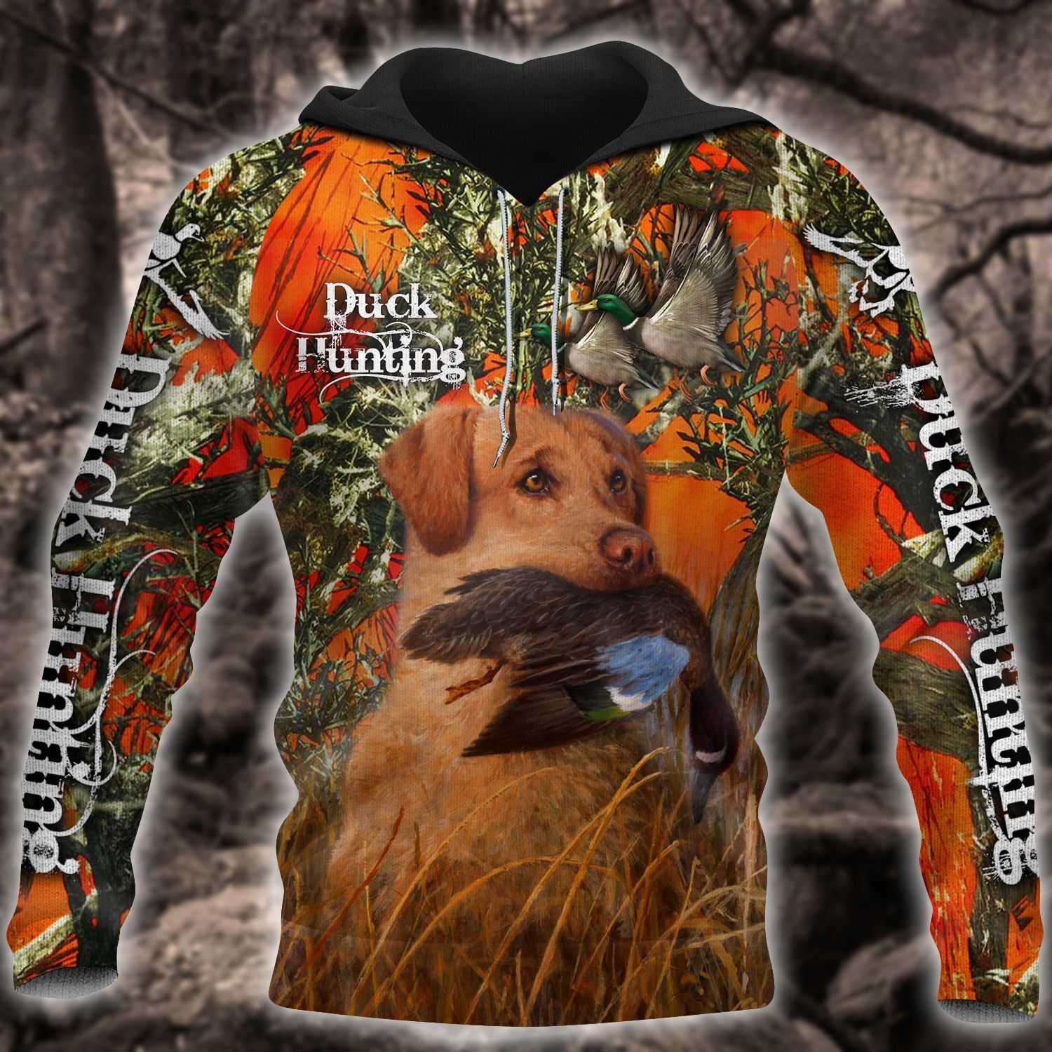 Duck Hunting Orange Camo Best Design 3D Printed Sublimation Hoodie Hooded Sweatshirt Comfy Soft And Warm For Men Women S to 5XL CTC15011188