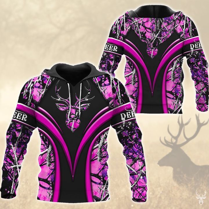 Deer Hunting Purple Cool Design 3D Printed Sublimation Hoodie Hooded Sweatshirt Comfy Soft And Warm For Men Women S to 5XL CTC15011222