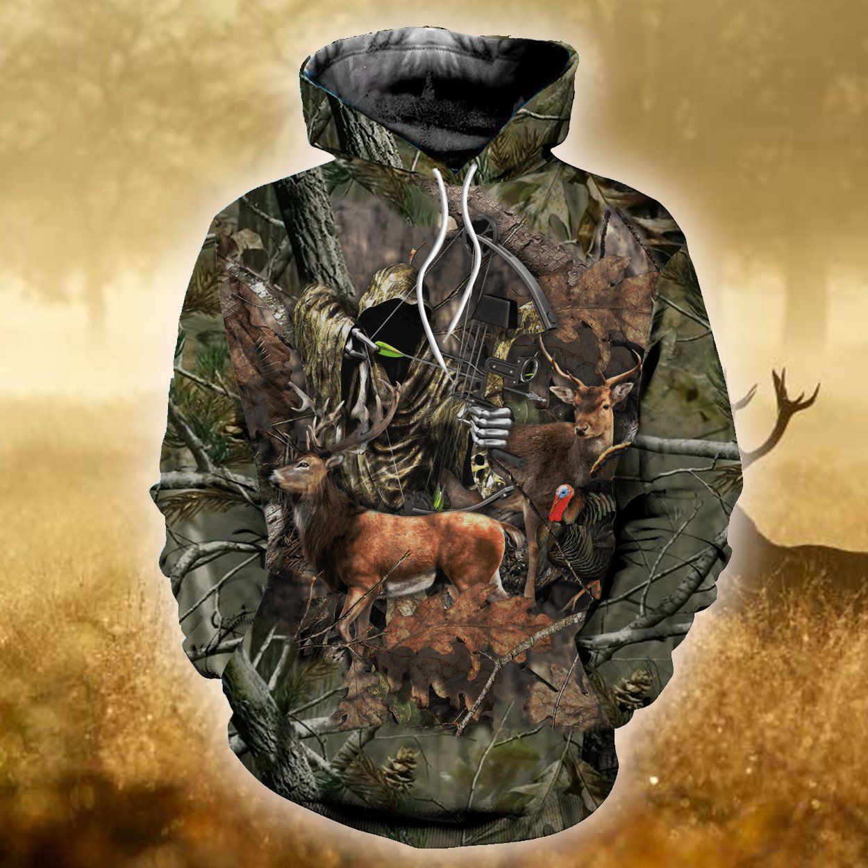 Deer Hunting Camouflage Cool 3D Printed Sublimation Hoodie Hooded Sweatshirt Comfy Soft And Warm For Men Women S to 5XL CTC15011240