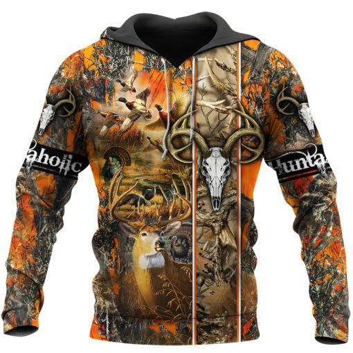 Beautiful Hunting Orange Camo 3D Printed Sublimation Hoodie Hooded Sweatshirt Comfy Soft And Warm For Men Women S to 5XL CTC15011368