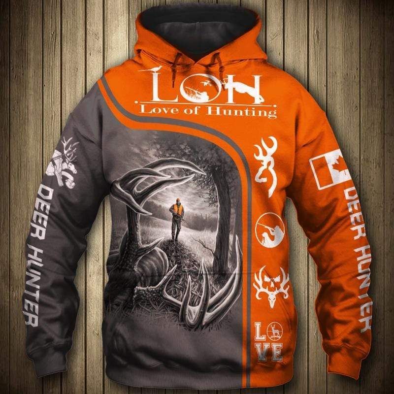 Love Of Hunting Grey Orange Cool Design 3D Printed Sublimation Hoodie Hooded Sweatshirt Comfy Soft And Warm For Men Women S to 5XL CTC16011199