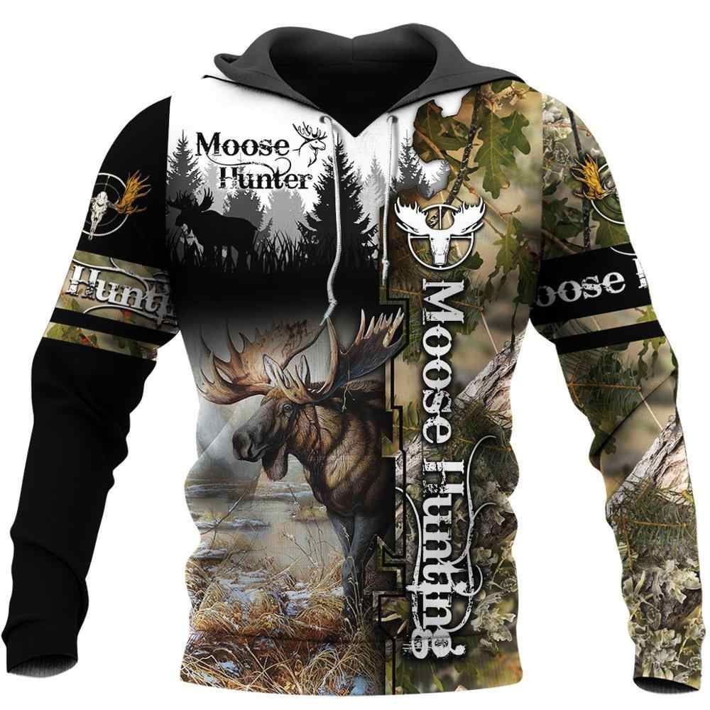 Moose Love Hunting Black Camo Cool Design 3D Printed Sublimation Hoodie Hooded Sweatshirt Comfy Soft And Warm For Men Women S to 5XL CTC16011185