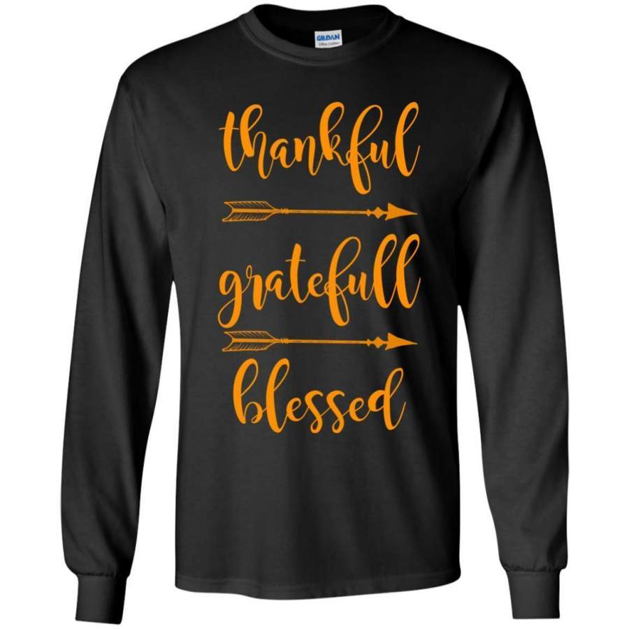 Thanksgiving shirt, Thankful Grateful Blessed Youth LS T-Shirt