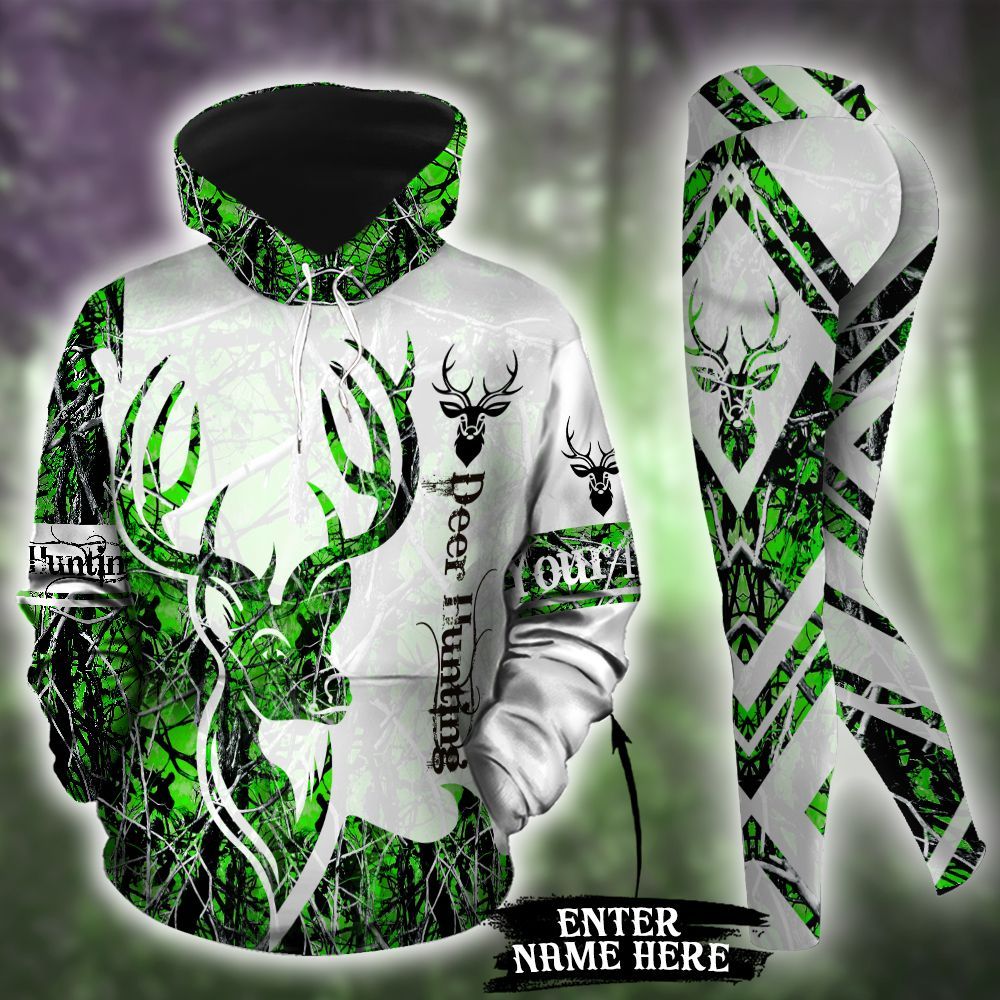 Deer Hunting Personalized 3D Printed Sublimation Leggings Hoodie Set Hooded Sweatshirt Comfy Yoga Pants Tummy Control CTN150108HD