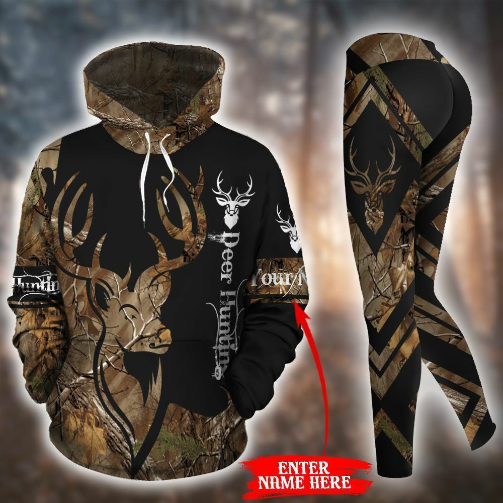 Deer Hunting Camouflage Personalized Unique 3D Printed Sublimation Leggings Hoodie Set Hooded Sweatshirt Comfy Yoga Pants Tummy Control CTC1401538