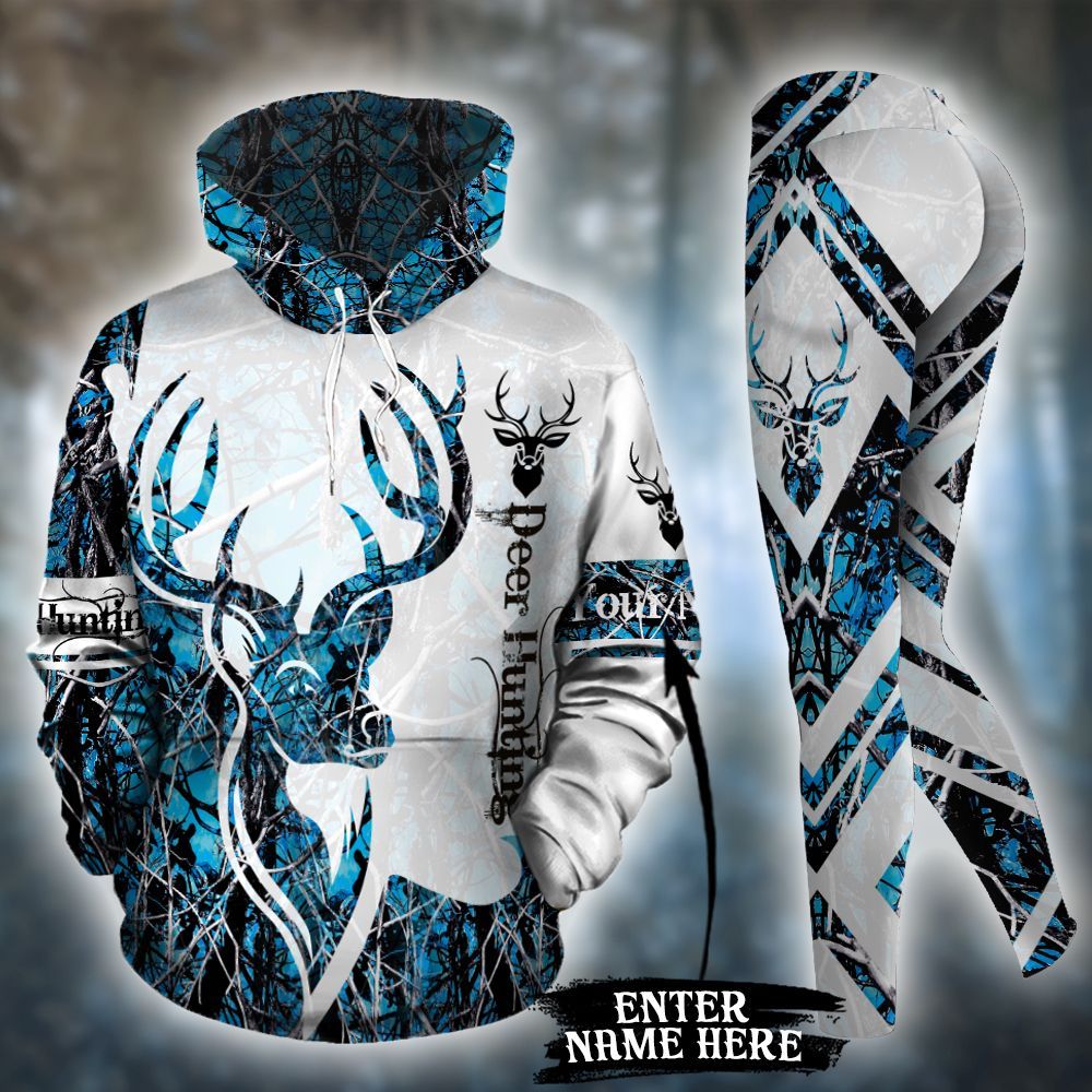 Deer Hunting Personalized 3D Printed Sublimation Leggings Hoodie Set Hooded Sweatshirt Comfy Yoga Pants Tummy Control CTN150109HD