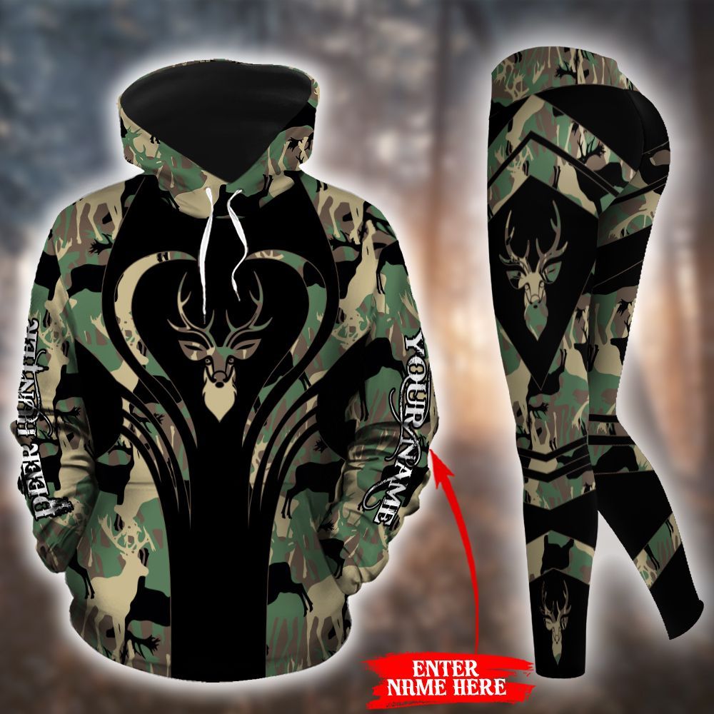 Deer Hunting Best Camo Personalized 3D Printed Sublimation Leggings Hoodie Set Hooded Sweatshirt Comfy Yoga Pants Tummy Control DPT140104VL