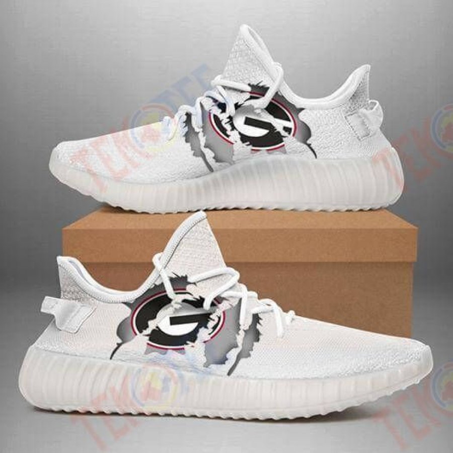 Mens Womens Georgia Bulldogs Ripped White Running Shoes Yeezyv2 For Men And Women Beautiful And Quality Custom Shoes TDT346