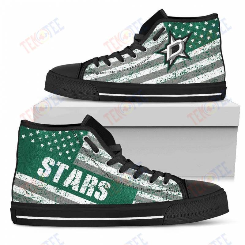 Mens Womens Dallas Stars High Top Shoes America Flag Italic Vintage Style TMT898