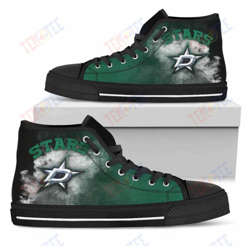 Mens Womens Dallas Stars High Top Shoes White Smoke Vintageshoes TMT474