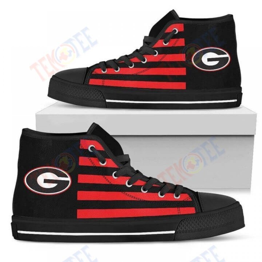 Mens Womens American Flag Georgia Bulldogs High Top Shoes TMT909