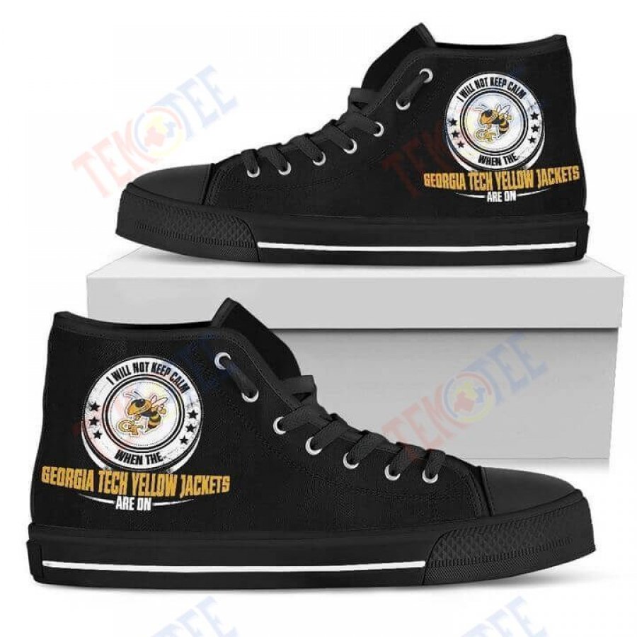 Mens Womens I Will Not Keep Calm Amazing Sporty Georgia Tech Yellow Jackets High Top Shoes TMT786