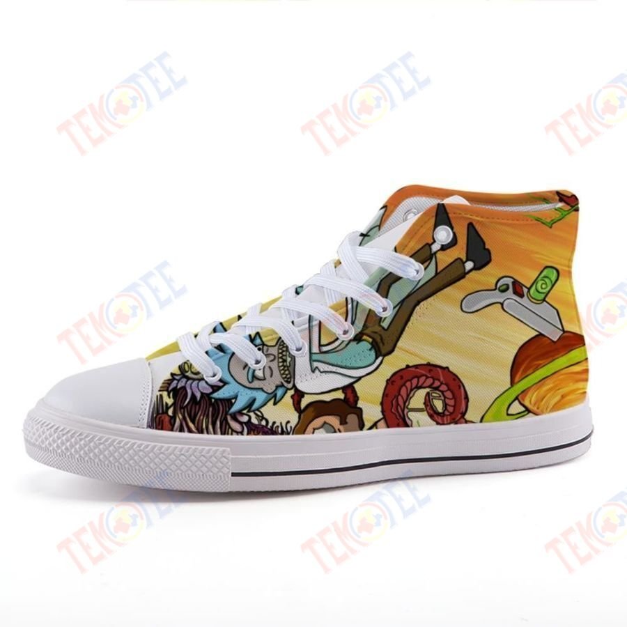 Mens Womens Rick And Morty High Top Fashion Convers Shoes For Men And Women Nice And Comfortable TDT629