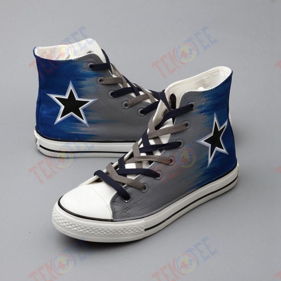 Mens Womens Dallas Cowboys High Top Convers Shoes Cowboys Sneakers Tennis Shoes 3D Printable Nice And Comfortable TDT270