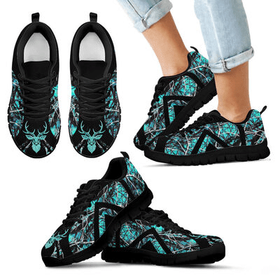 Hunting Cyan Camo Sneakers Shoes