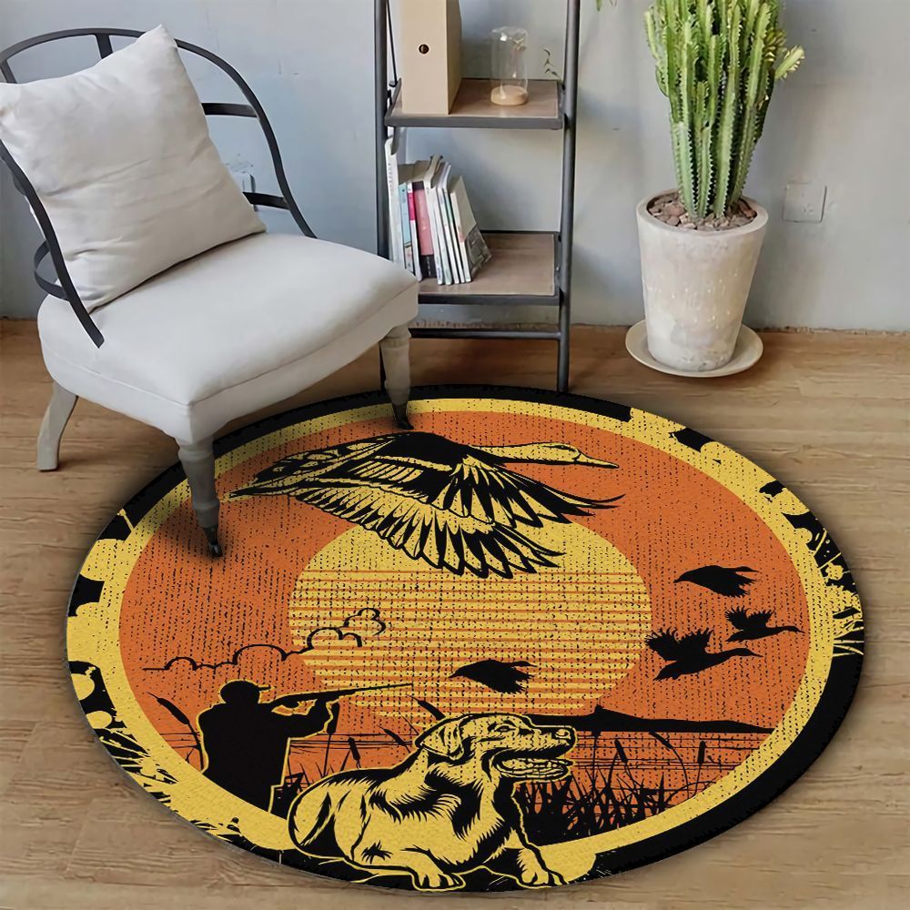 Duck Hunting Silhouette Round Rug BEVR3107