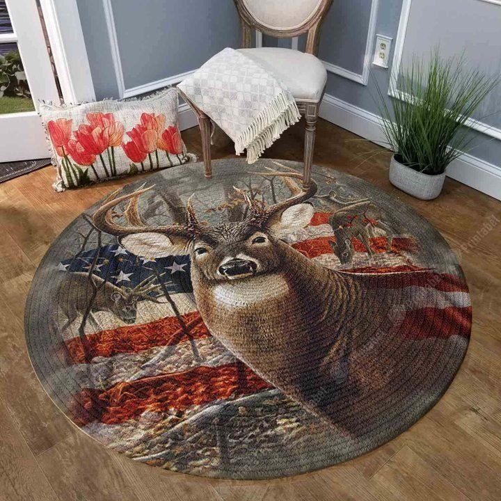 American Whitetail Hunting IE5330 Round Rug BEVR3007