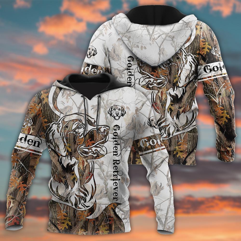 Deer Hunting Golden Retriever Tatoo Camo 3D All Over Print Hoodie TR1708202