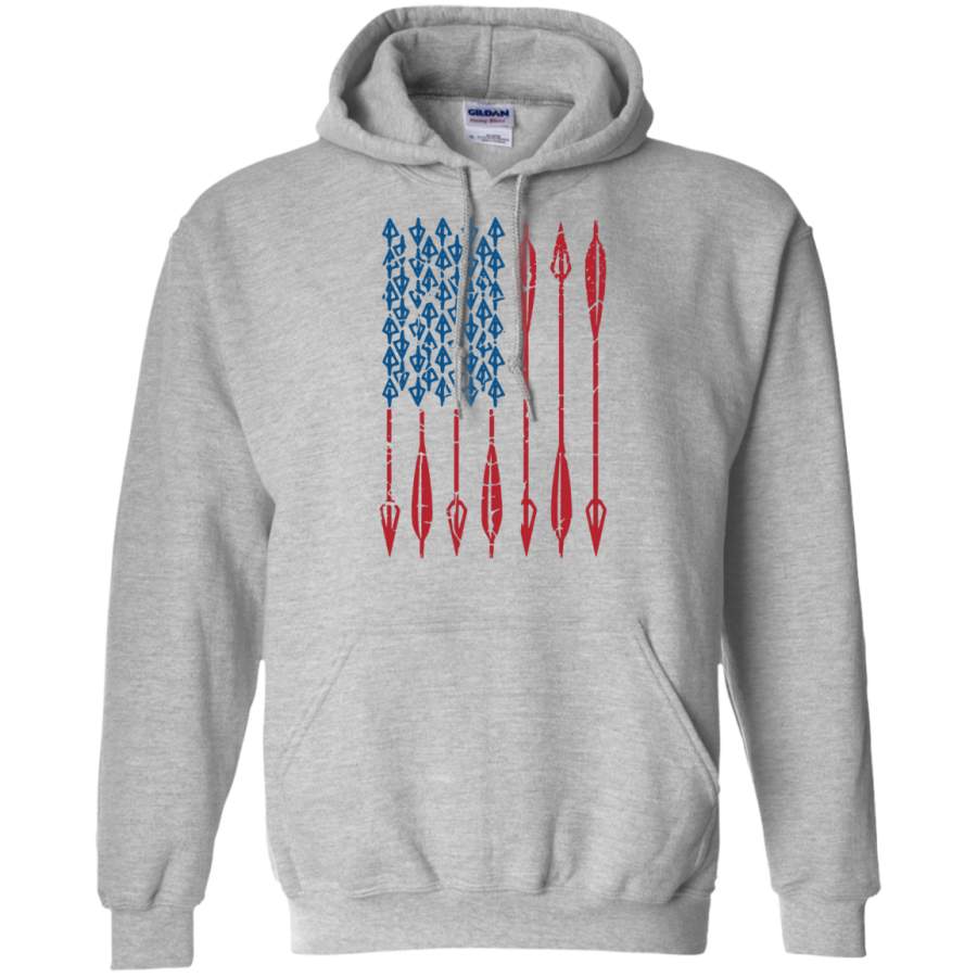 Archery USA American Flag Arrows Shirt ~ Hunting Bow Arrows Pullover Hoodie 8 oz