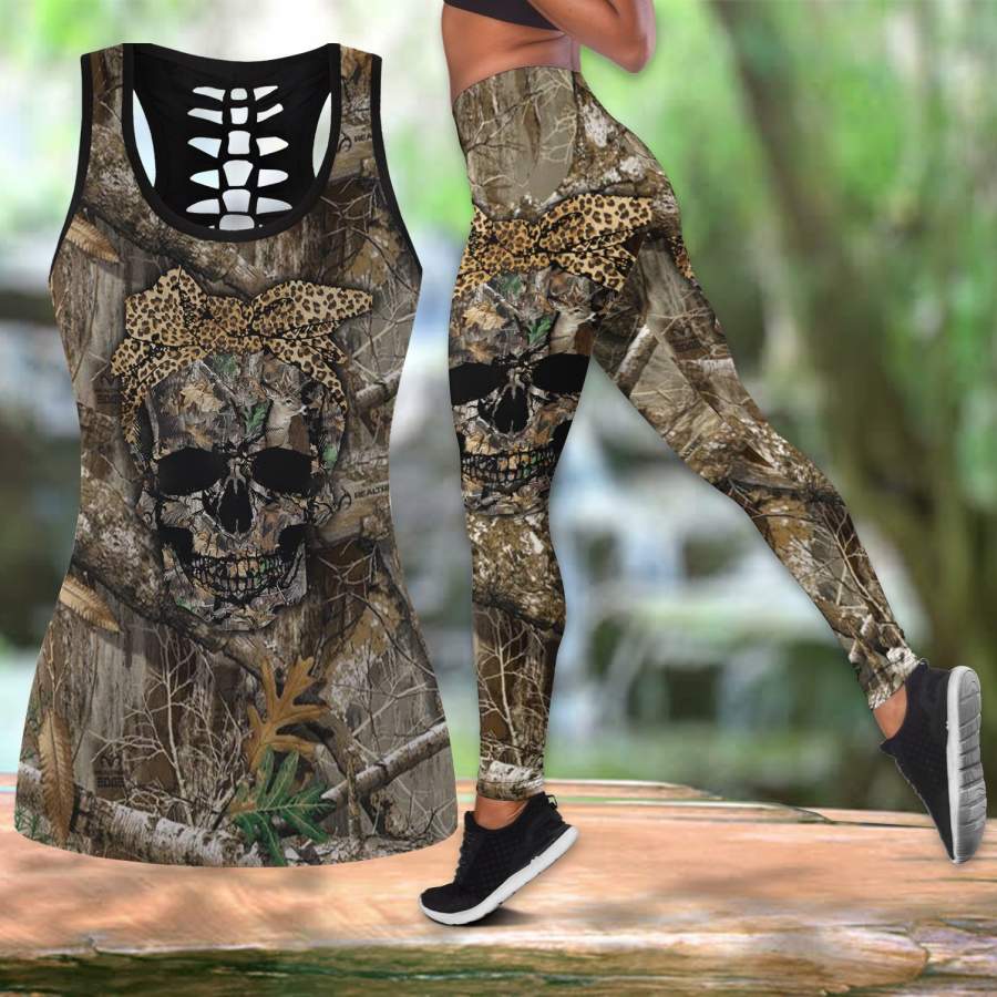 Combo skull camo hunting girk tank top & legging for women PL260303