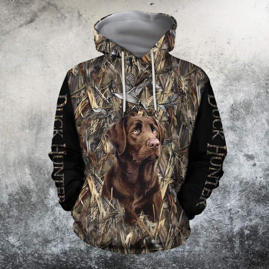 3D All Over Printed Brown Dog hunting Hoodie