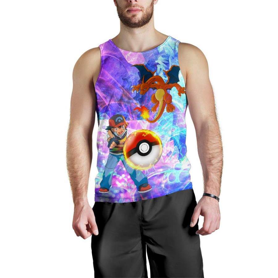 Ash & Charizard Pokemon Premium Tank Top