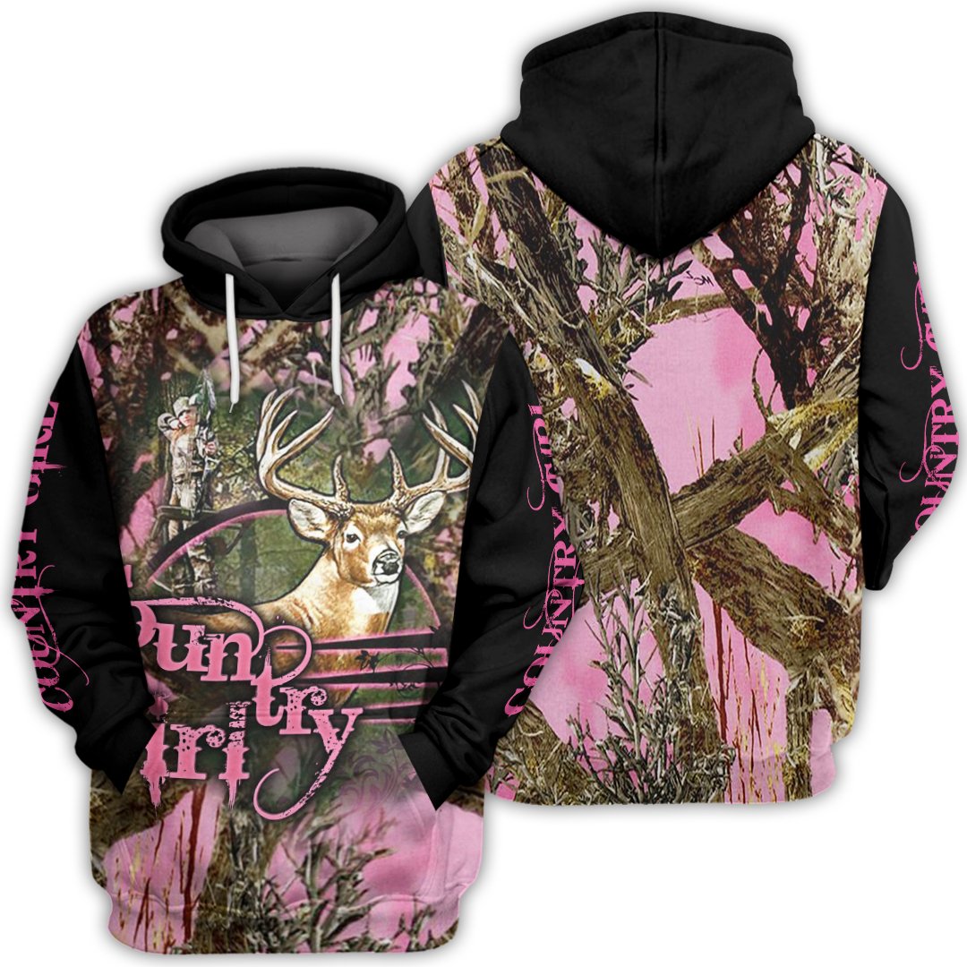 Country Girl Deer Hunting 3D Hoodie