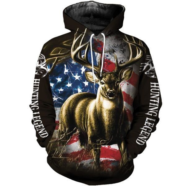 American Flag Deer Hunting Camo 3D Print Hoodie