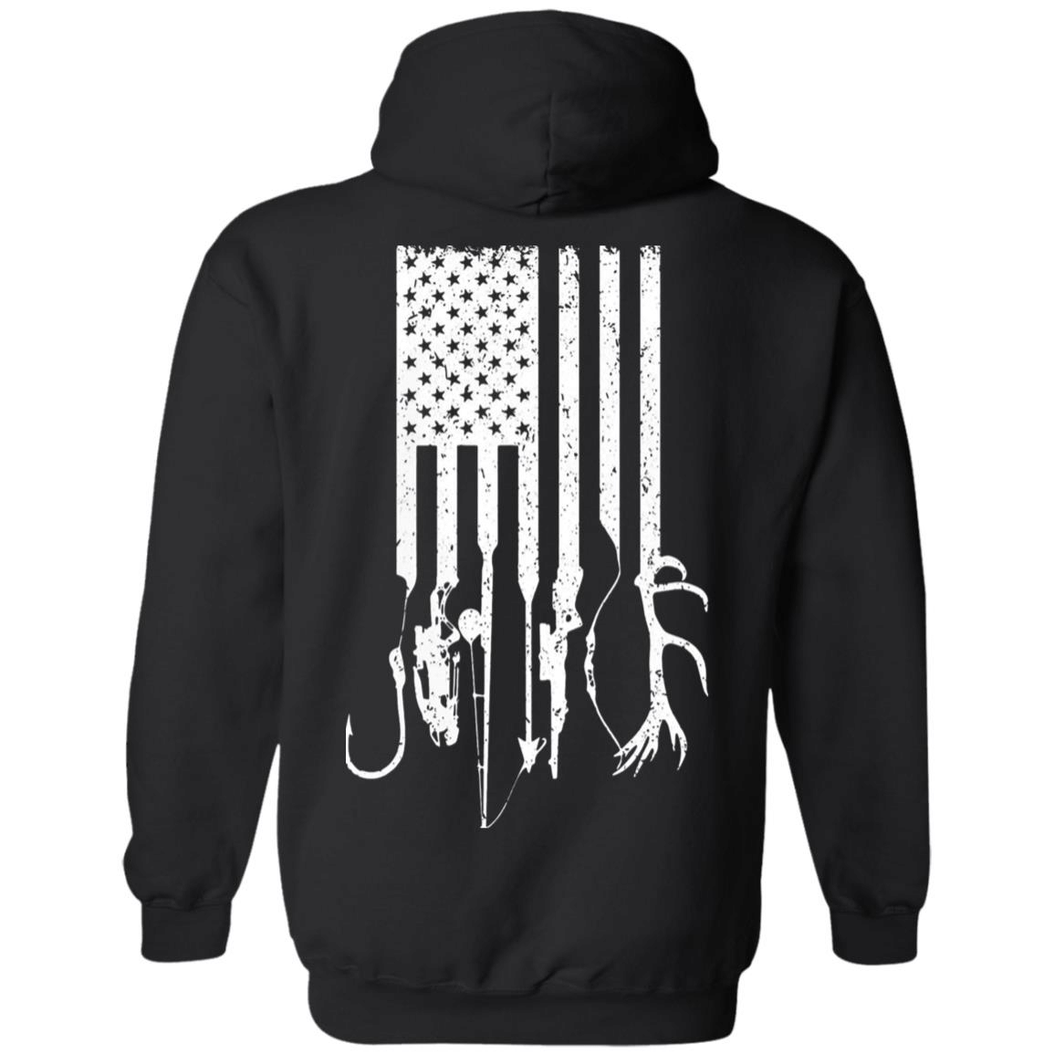 Fishing And Hunting American Flag Funny Hoodie