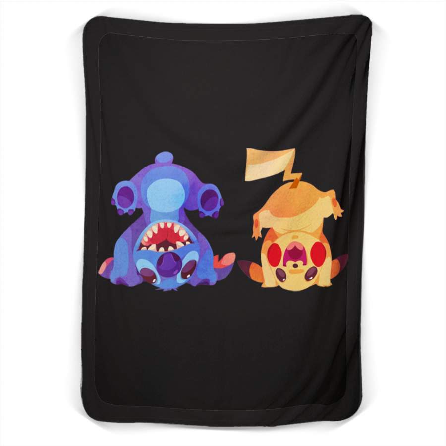 Pokemon Pikachu And Stitch Fleece Blanket