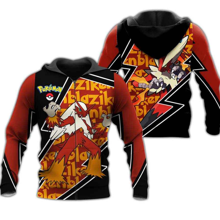 Blaziken Zip Hoodie Costume Pokemon Shirt Fan Gift Idea VA06