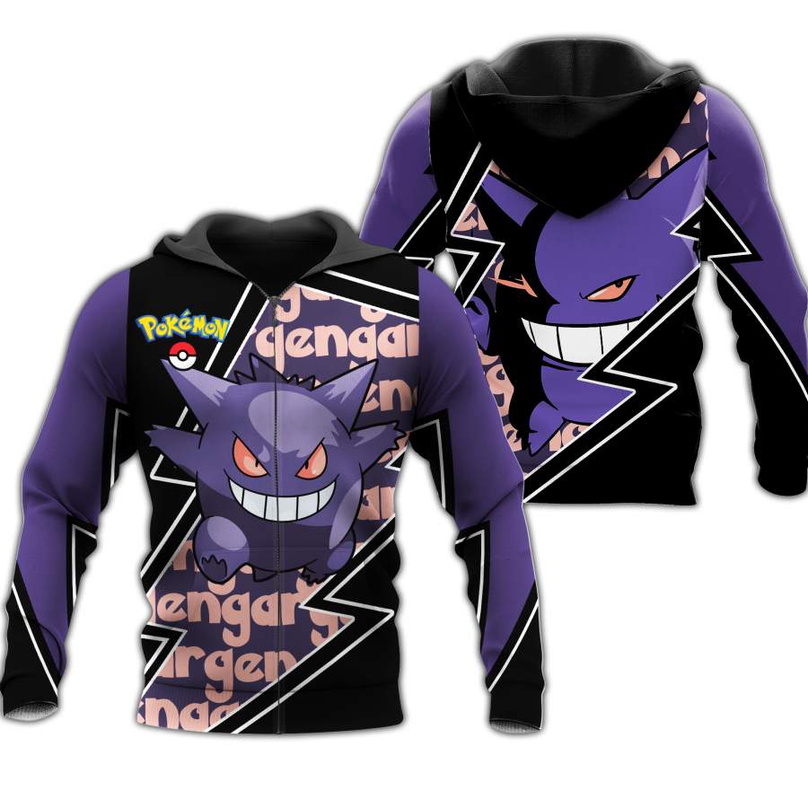 Gengar Zip Hoodie Costume Pokemon Shirt Fan Gift Idea VA06