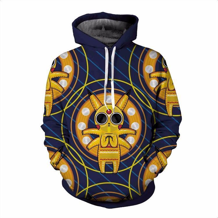 Acid Pikachu Stylish Pokemon Go Stripes Cool Streetwear 3D Hoodie