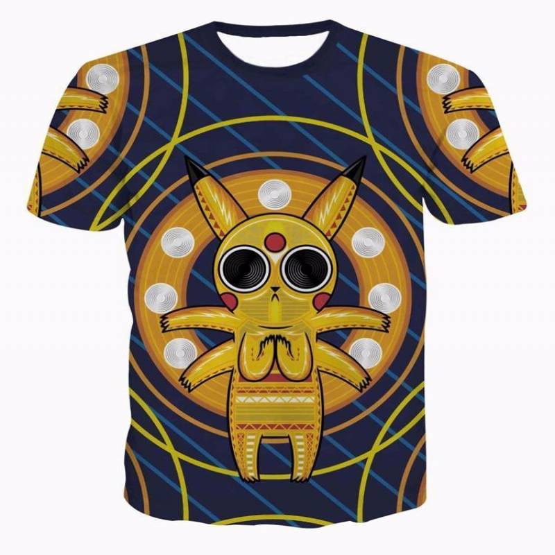 Acid Pikachu Stylish Pokemon Go Stripes Cool Streetwear 3D T-Shirt