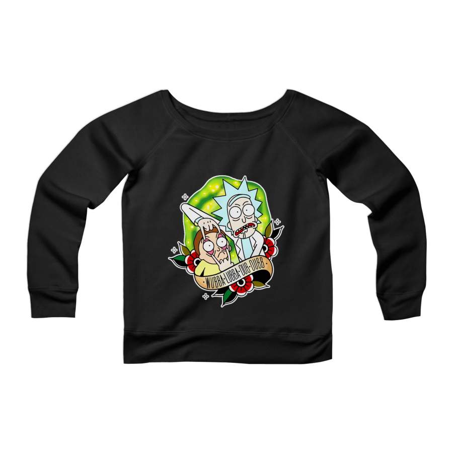 Rickmas Rick And Morty Inspired Christmas CPY Womans Wide Neck Sweatshirt Sweater