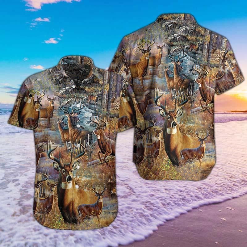 Felacia [Hawaii Shirt] Deer Collage Hunting Hawaii Shirts 06646