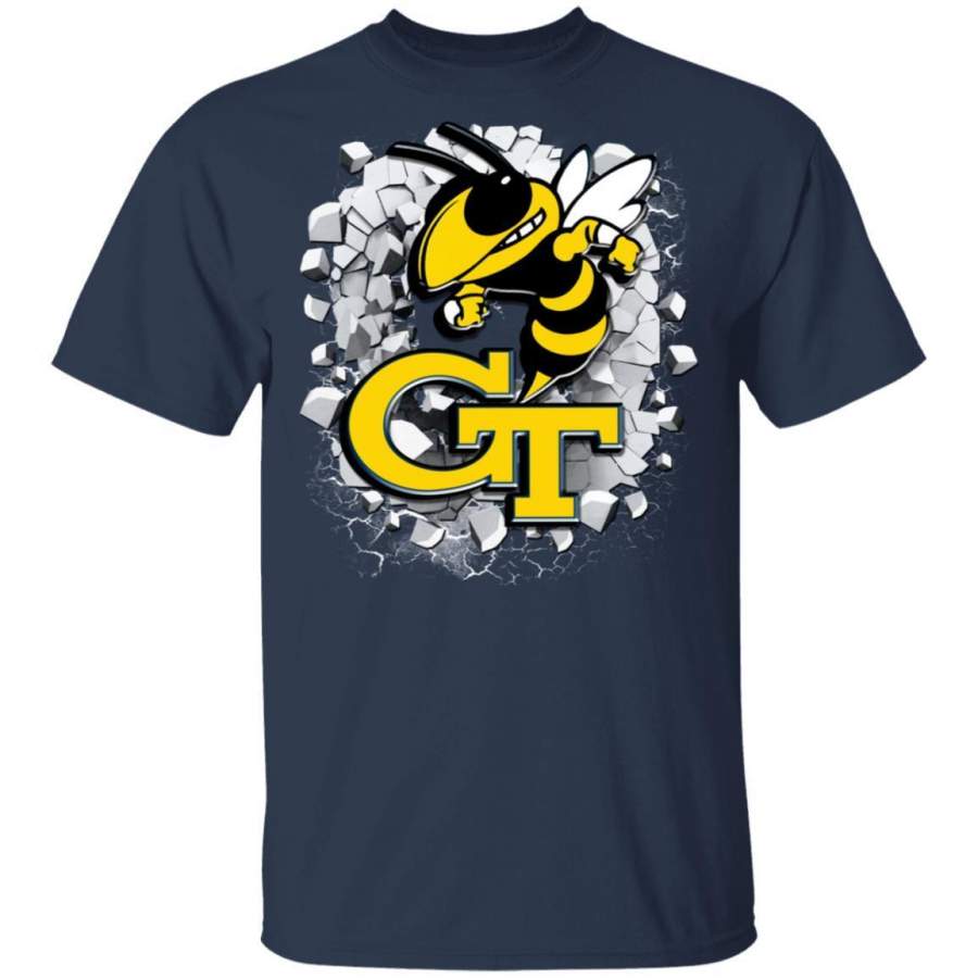 Colorful Earthquake Art Georgia Tech Yellow Jackets T Shirt