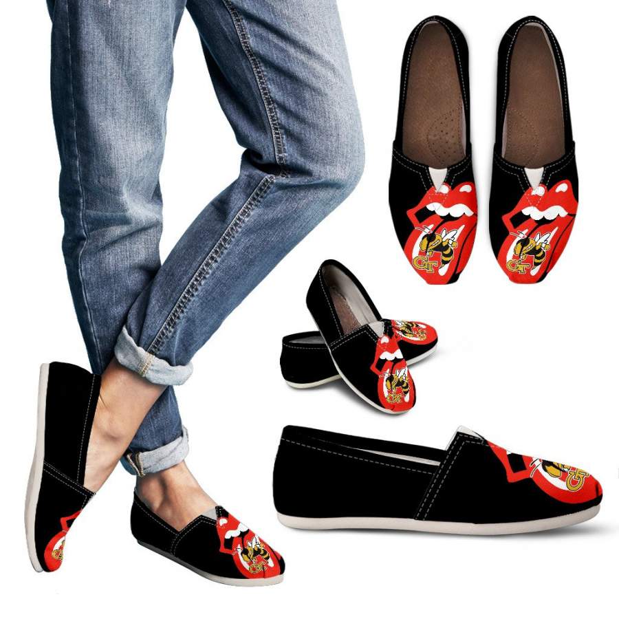 Hot Sexy Lip Valentine Romantic Logo Georgia Tech Yellow Jackets Casual Shoes