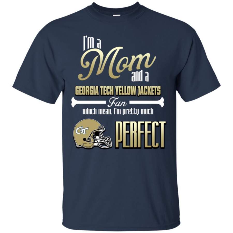 Cool Pretty Perfect Mom Fan Georgia Tech Yellow Jackets T Shirt