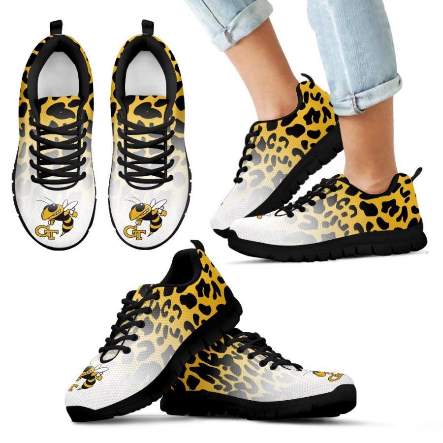 Leopard Pattern Awesome Georgia Tech Yellow Jackets Sneakers