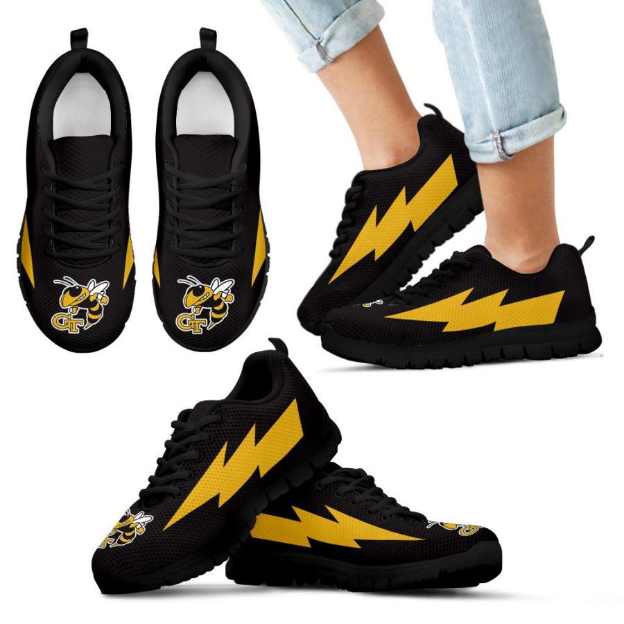 Hot Georgia Tech Yellow Jackets Sneakers Thunder Lightning Amazing Logo