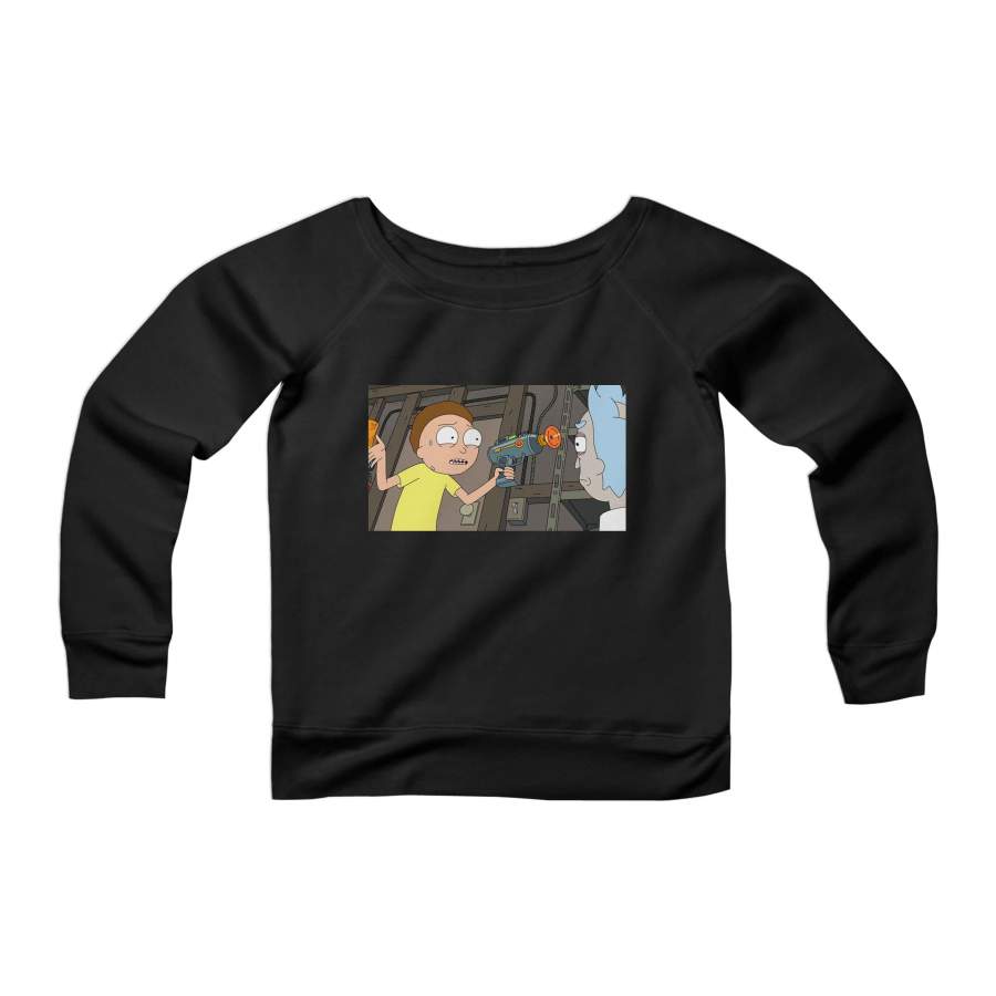 I’m Pickle Rick And Morty Sanchez Lazer Funny Gift CPY Womans Wide Neck Sweatshirt Sweater