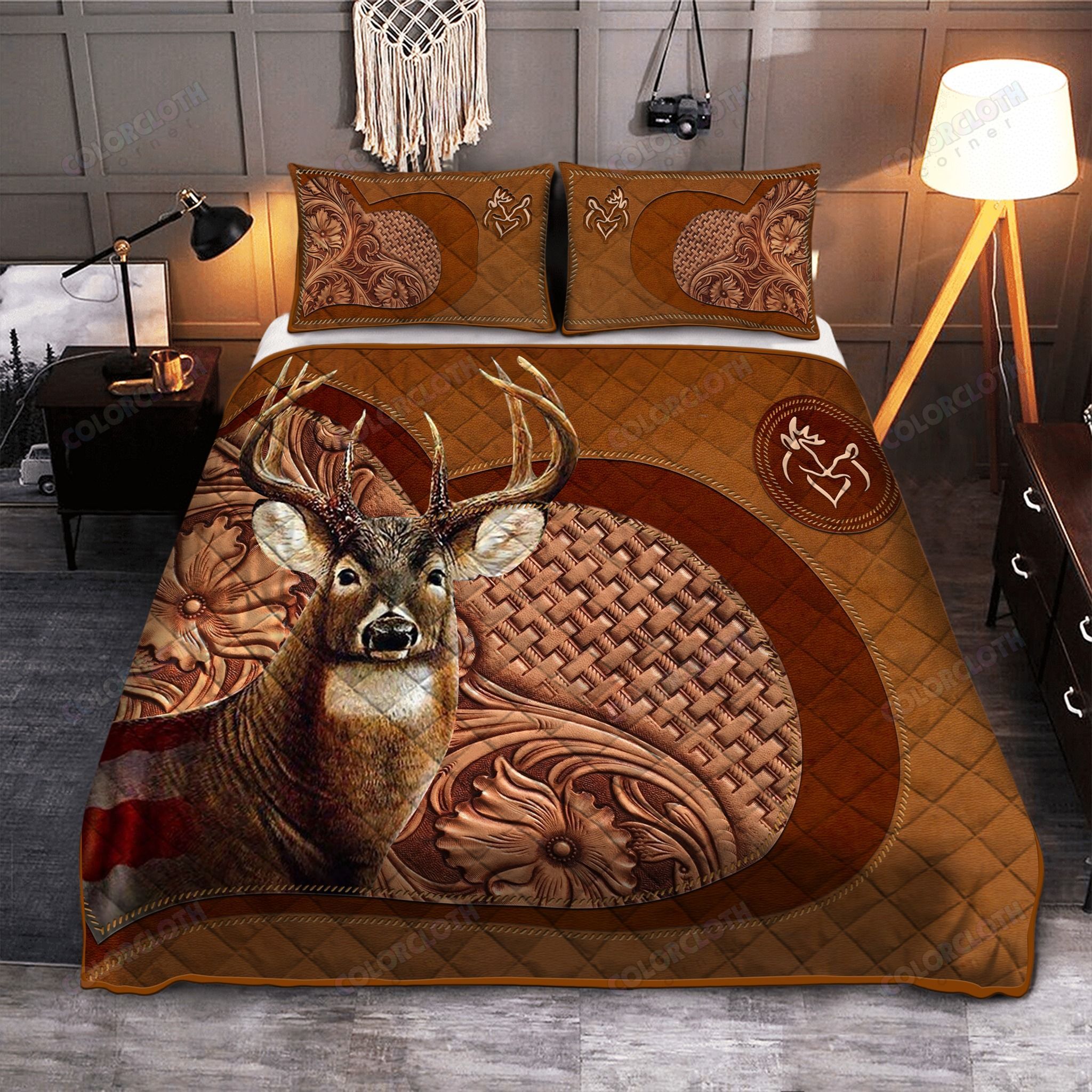 Deer Hunting Couple Quilt Bed Set Ht180804