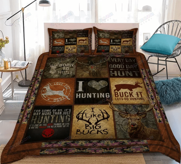 I Love Hunting Big Bucks Hunting Quilt Bed Set TV340441