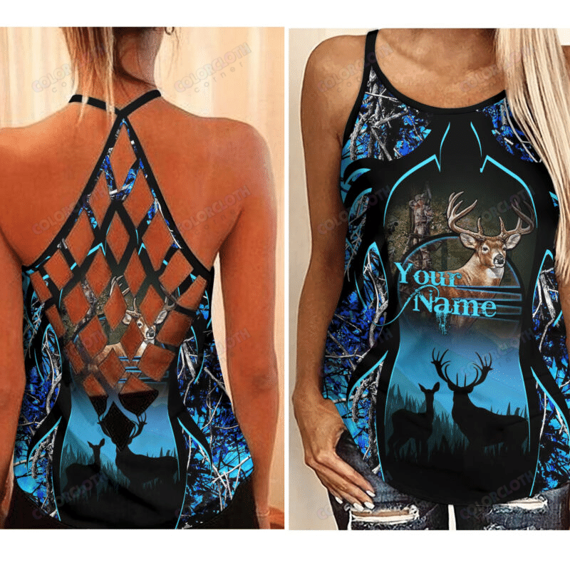 Love Deer Hunting Camo Criss Cross Tank Top 05 TV398830