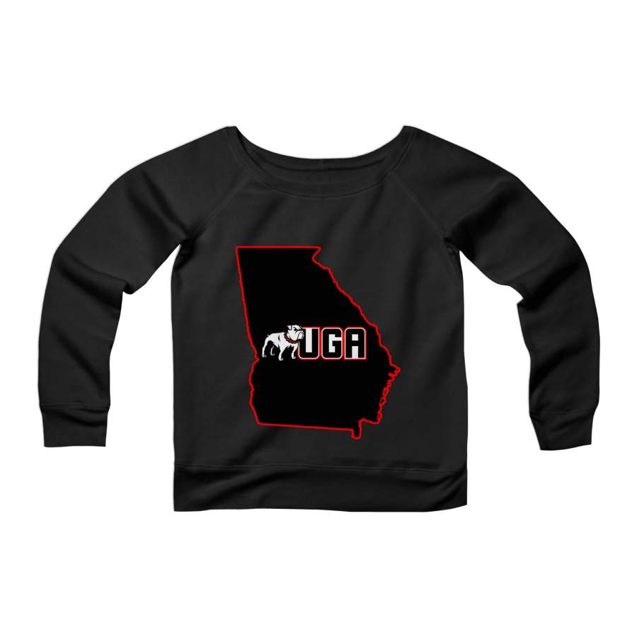 Georgia Dawgs Uga Bulldogs Graphic CPY Womans Wide Neck Sweatshirt Sweater